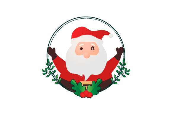 Charming Santa Claus in Christmas Floral Frame 01