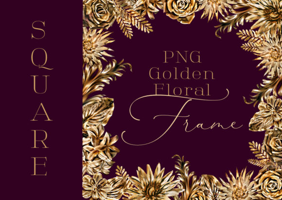Chic Luxury Floral Square Golden Border: A Versatile Design for Elegant Projects