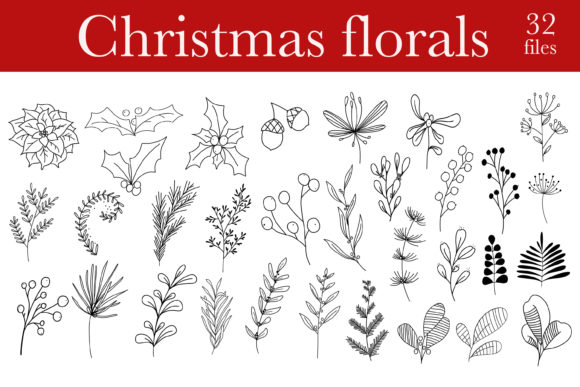 Christmas Botanical Floral Doodles: A Versatile and Charming Design Resource