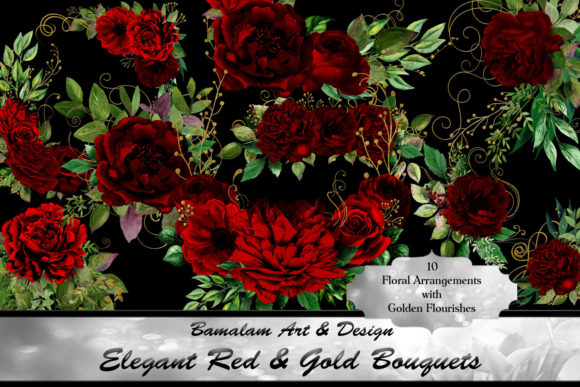 Elegant Red Gold Floral Bouquets: A Touch of Luxury for Your Creative Projects