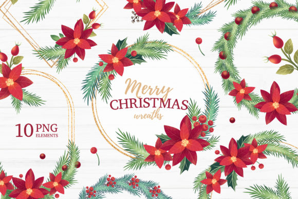 Enhance Your Christmas Projects with Beautiful Floral Wreath Digital Clipart