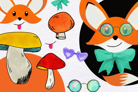 Explore the Beauty of Lovely Fox Floral Watercolor Clipart Set