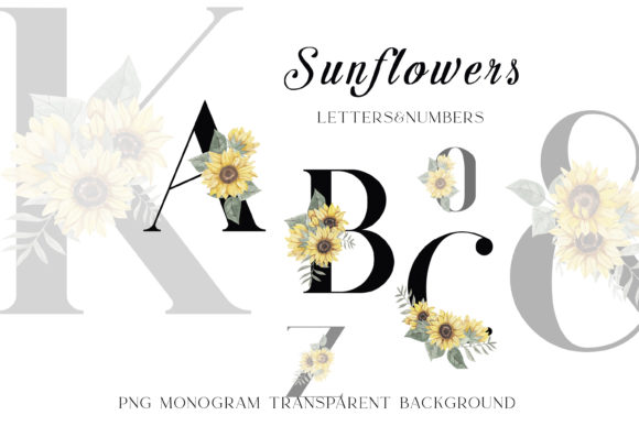 Explore the Versatility of Sunflowers Alphabet PNG, Floral Monogram