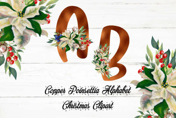Floral Poinsettia-Copper Alphabet: A Versatile Design Element for Modern Creators
