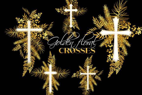 Gold Floral Easter Cross: A Versatile Design Gem