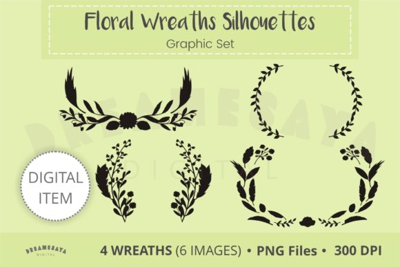 High-Quality Floral Wreaths Silhouettes Png