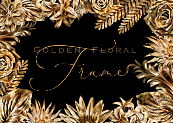 Luxury Feminine Golden Floral Frame: A Versatile and Elegant Design Asset