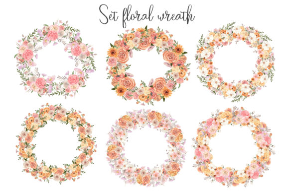 Set Floral Autumn Wreath Png Clipart