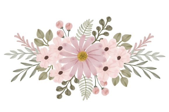 Soft Pink Floral Watercolor Arrangement