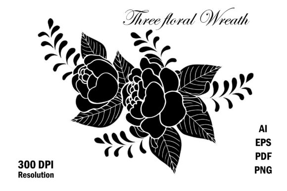 Three Color Floral Wreath for Invitations